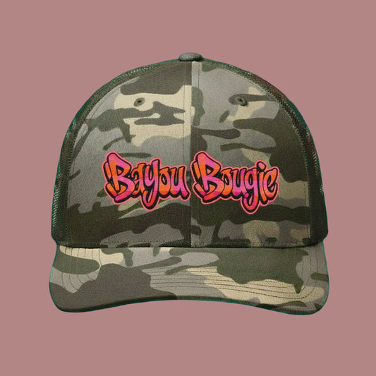 Embroidered Camo Trucker Hat - Bayou Bougie Design
