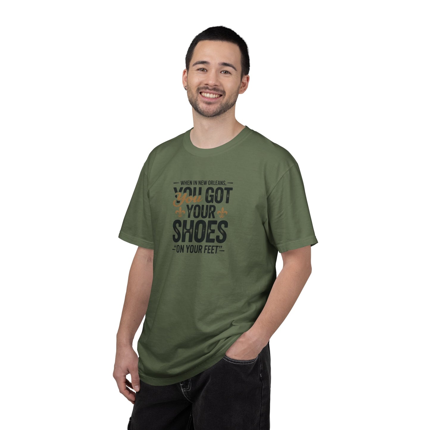 T-Shirt — "When in New Orleans You Got Your Shoes On Your Feet" Vintage Creole Quote Tee
