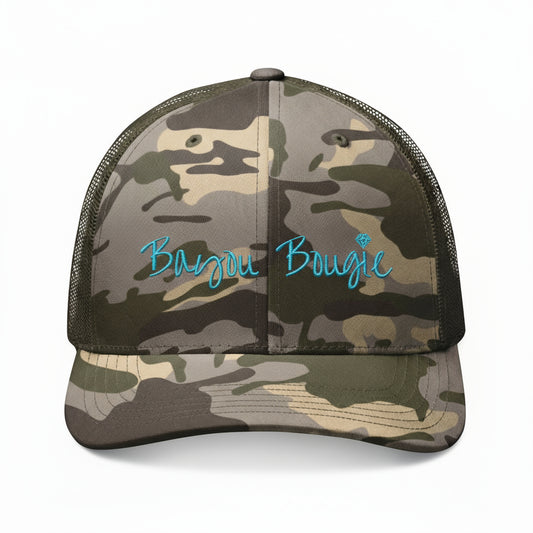 Embroidered Camo Trucker Hat - Bayou Bougie Design