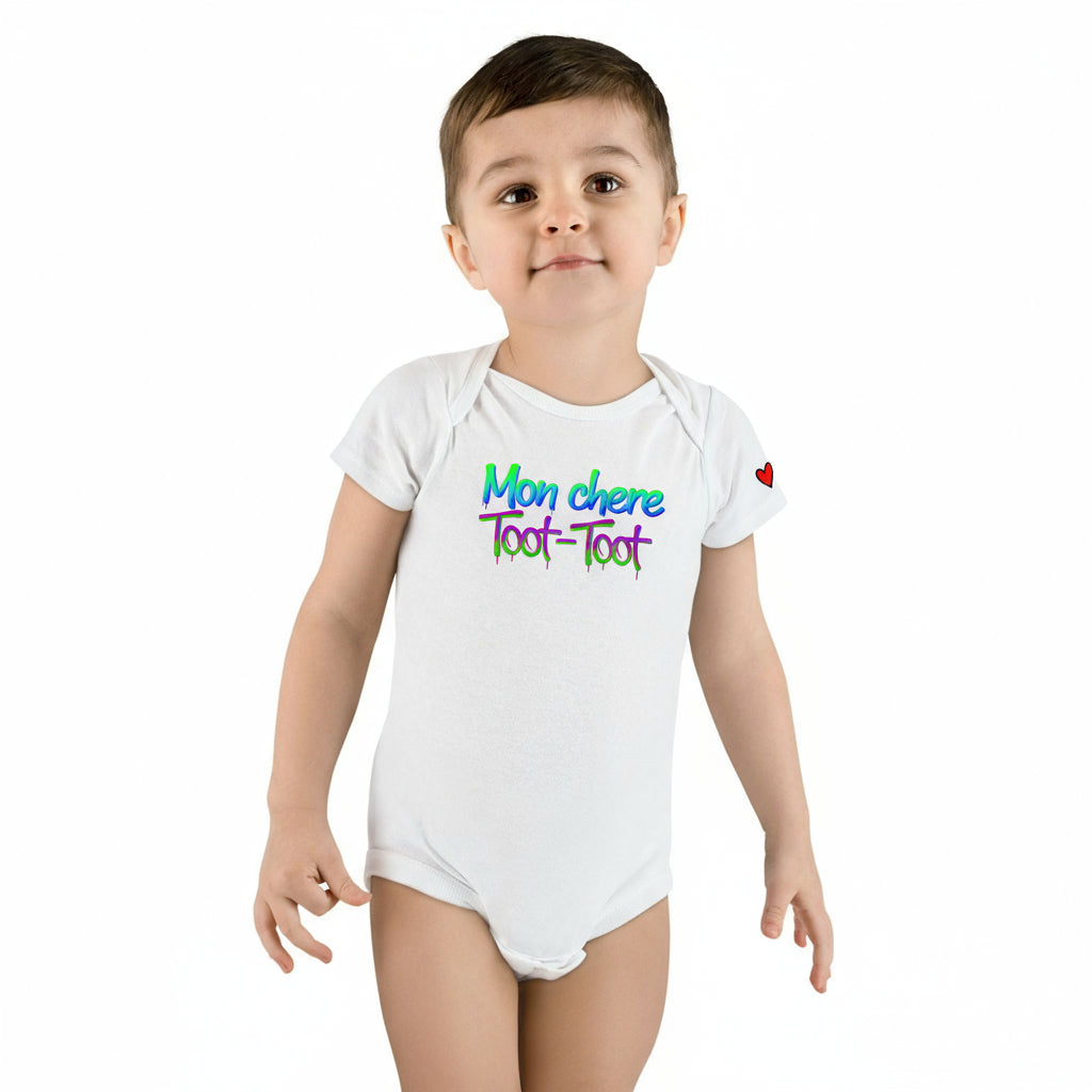 Mon cheer Toot-Toot ( my everything) Wabi Sabi Baby Onesie precious for your favorite little cajan baby.